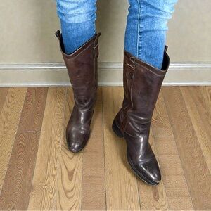 Vintage N.D.C Sara Made By Hand Brown Pebbled Leather Riding Boots Size 10